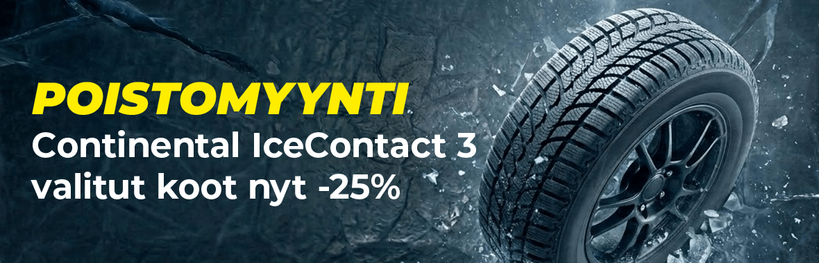 Valitut Continental renkaat nyt poistohintaan -25% 